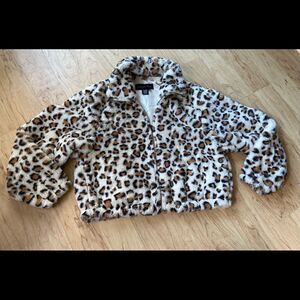 Know One Cares cheetah/leopard print fuzzy jacket